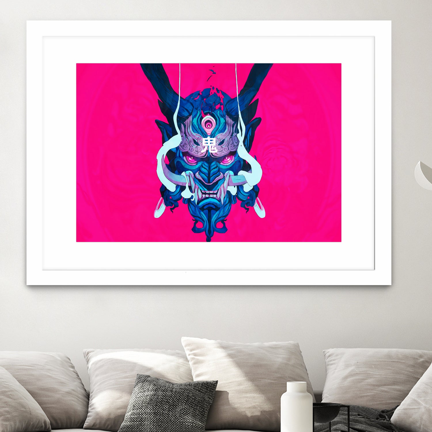 Oni Demon Mask Samurai by Edo Agus Setiawan on GIANT ART - pink photo illustration