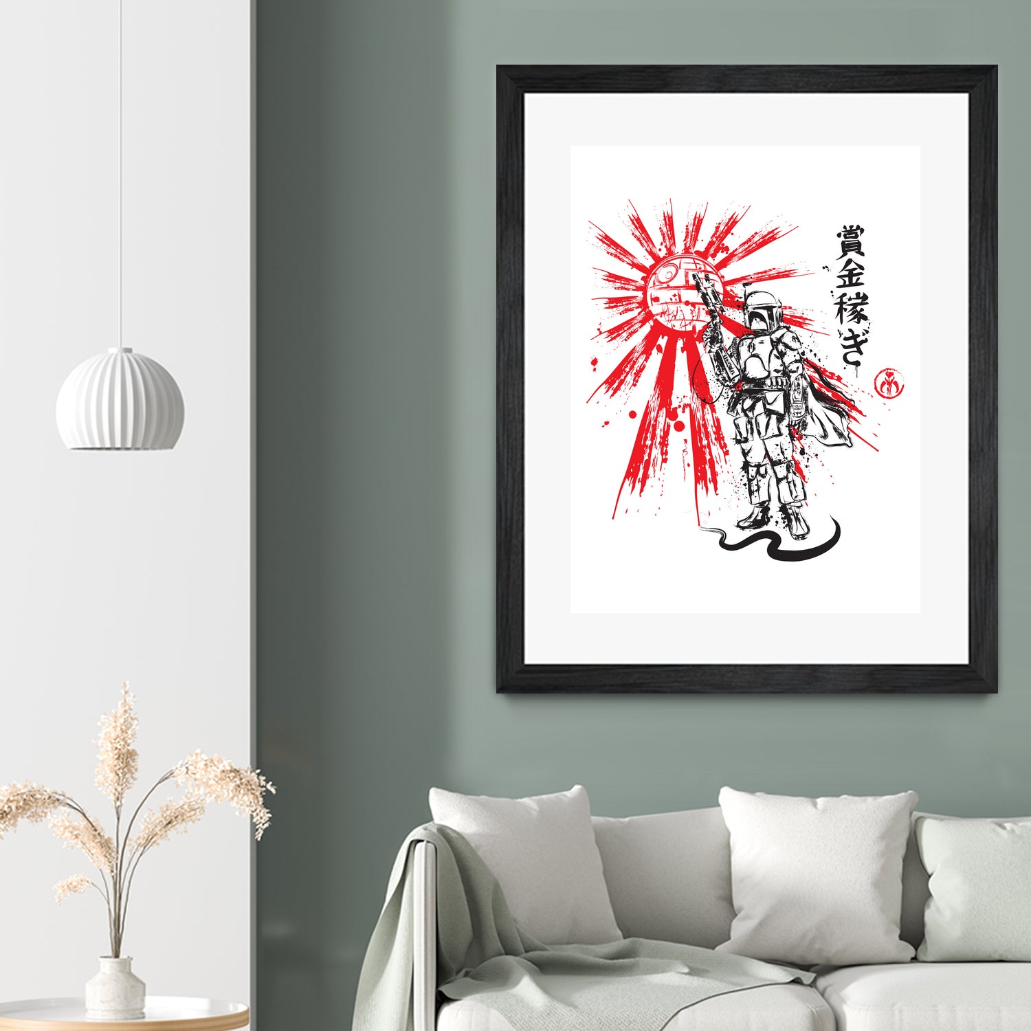 Mandalorian Warrior sumi-e by Antonio Camarena on GIANT ART - white digital painting