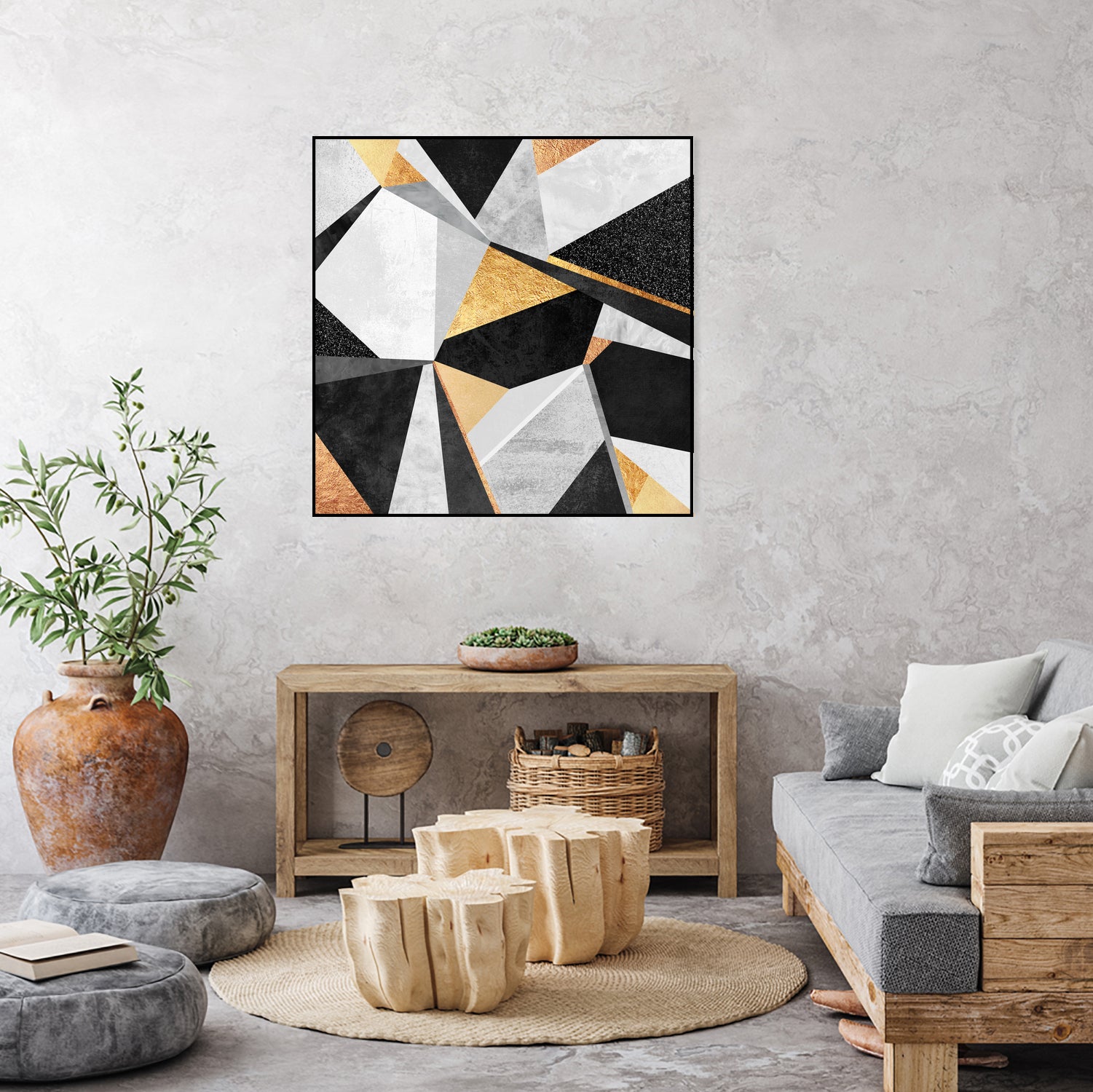 Geometry / Gold by Elisabeth Fredriksson on GIANT ART - yellow mixed media