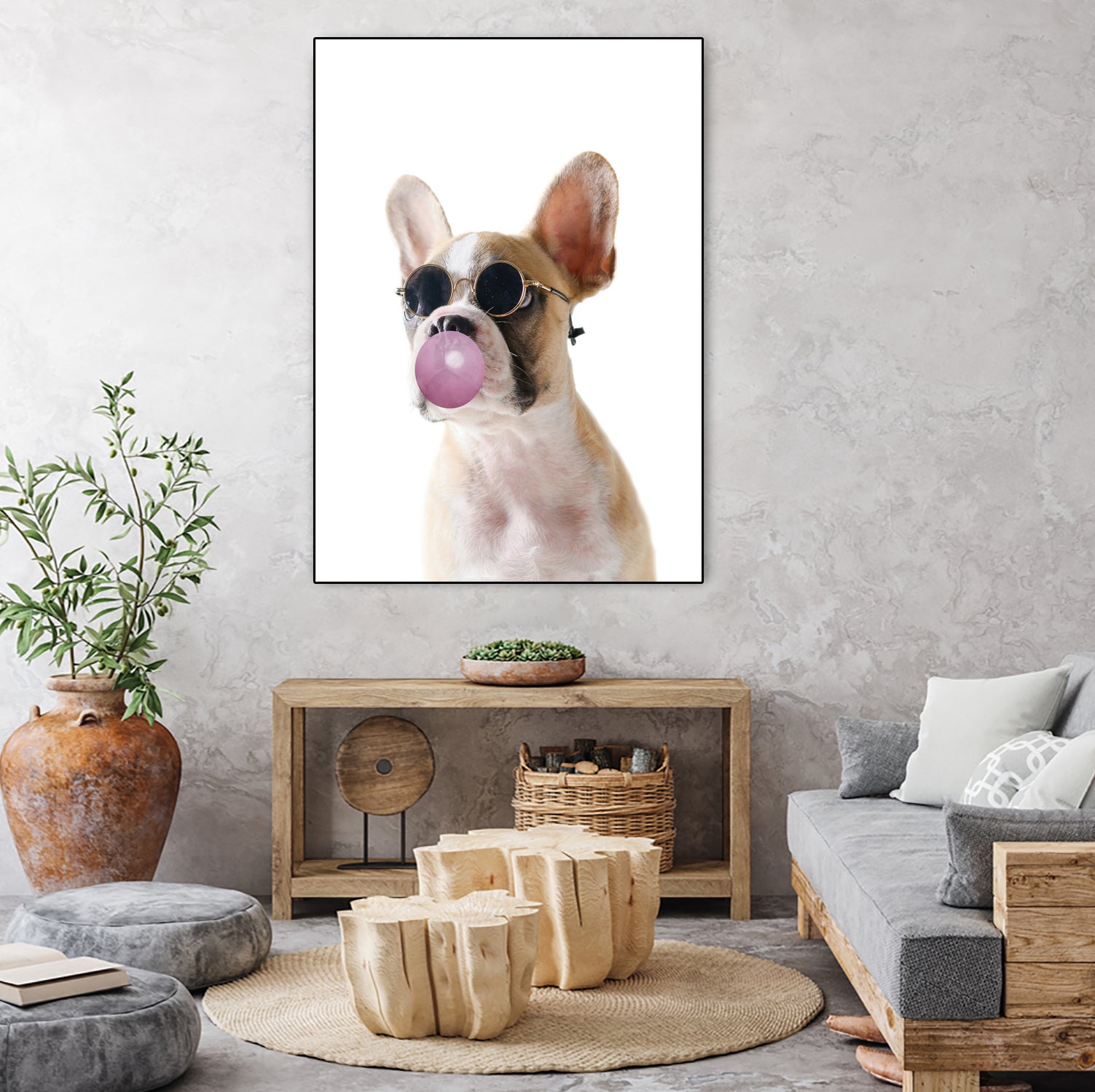 Dog With Bubble Gum by miguel angel romero franco on GIANT ART - pink photo manipulation