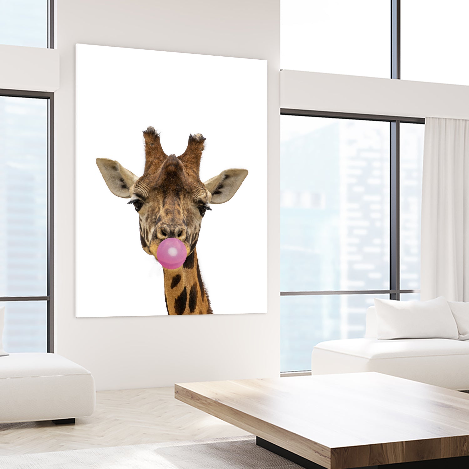 giraffe with bubble gum by miguel angel romero franco on GIANT ART - yellow photo manipulation