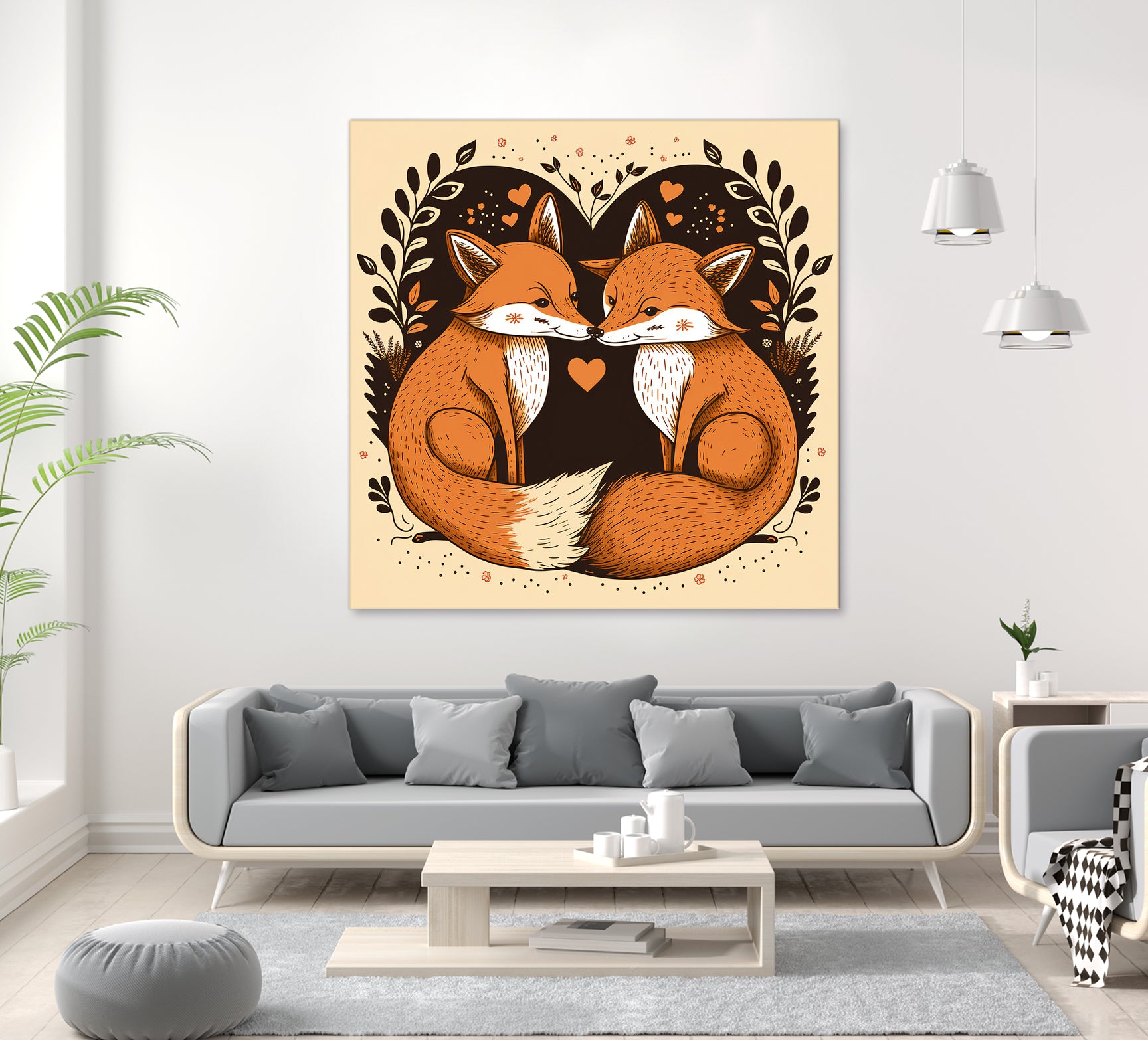 foxes in love by Haris Kavalla on GIANT ART - brown photo illustration