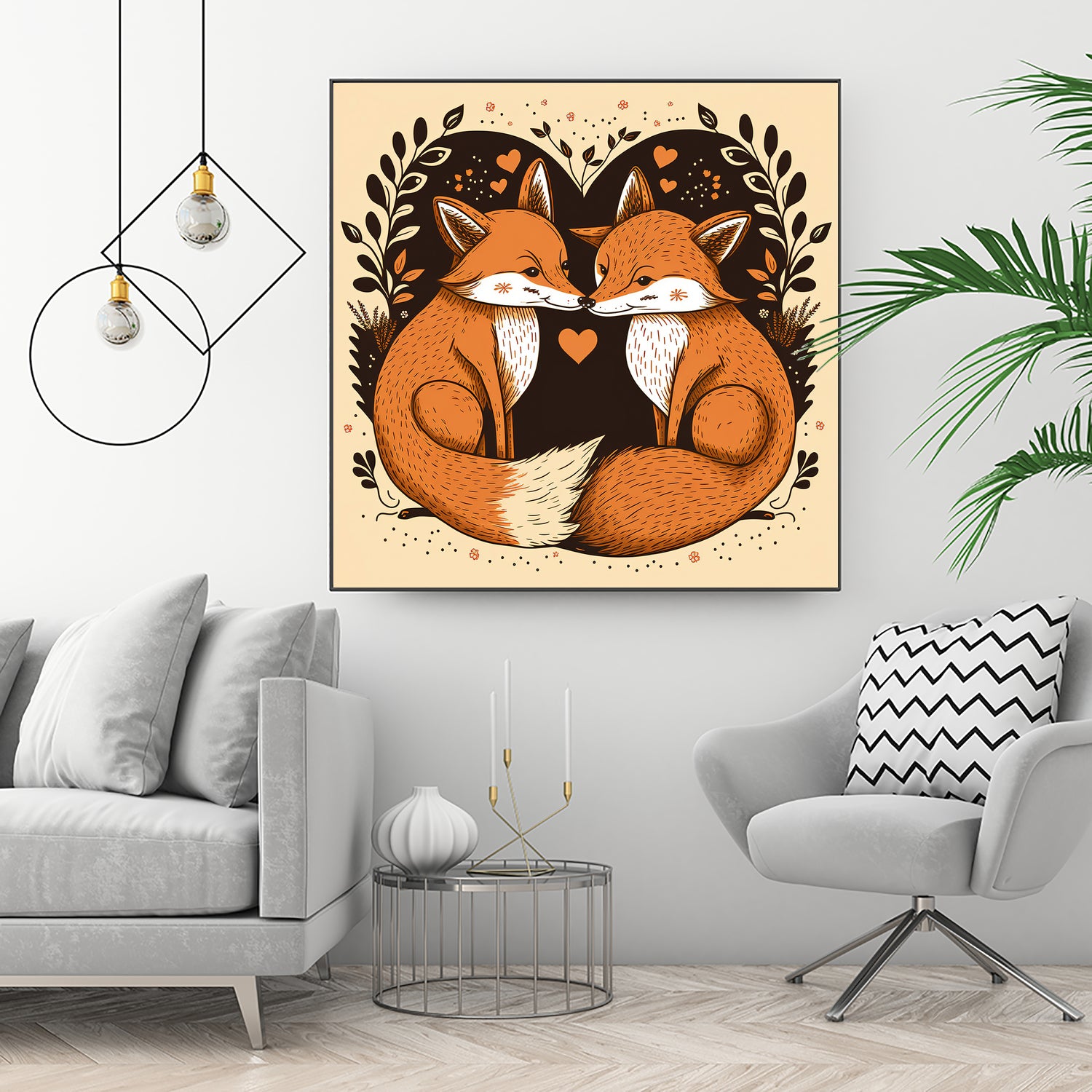 foxes in love by Haris Kavalla on GIANT ART - brown photo illustration