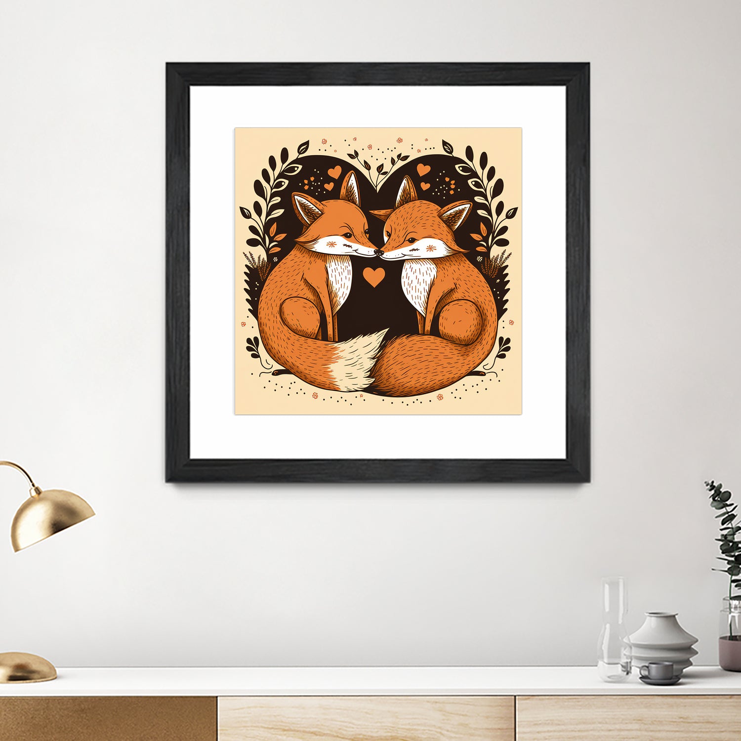 foxes in love by Haris Kavalla on GIANT ART - brown photo illustration