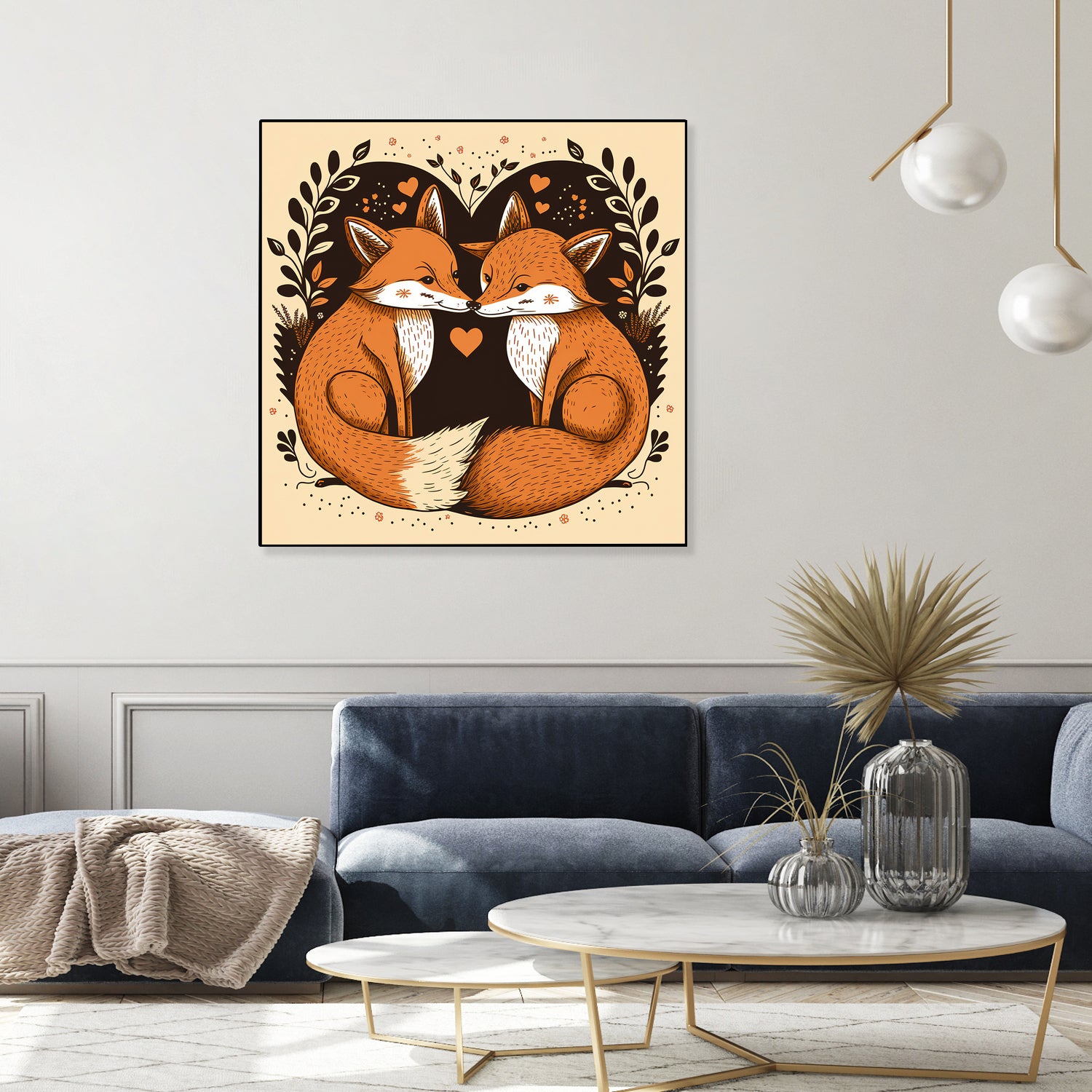 foxes in love by Haris Kavalla on GIANT ART - brown photo illustration