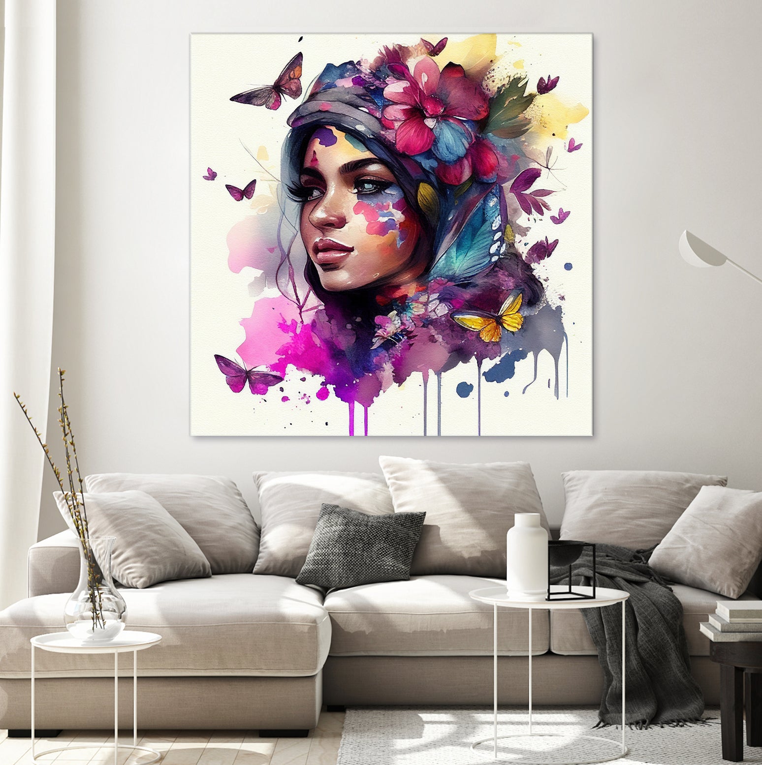 Watercolor Floral Arabian Woman #9 by Isabel Cerdá Muñoz on GIANT ART - pink digital painting