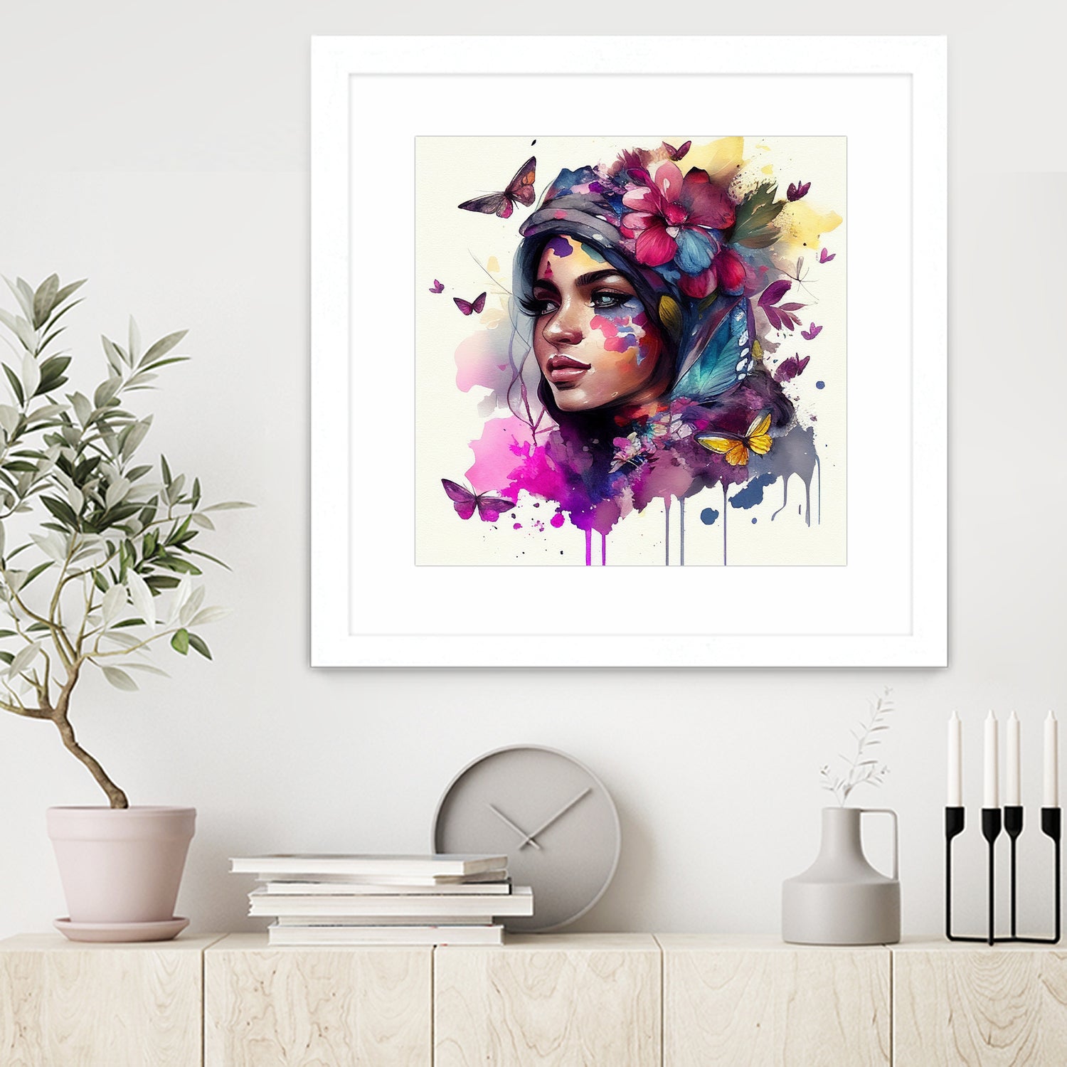 Watercolor Floral Arabian Woman #9 by Isabel Cerdá Muñoz on GIANT ART - pink digital painting