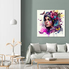 Watercolor Floral Arabian Woman #9 by Isabel Cerdá Muñoz on GIANT ART - pink digital painting
