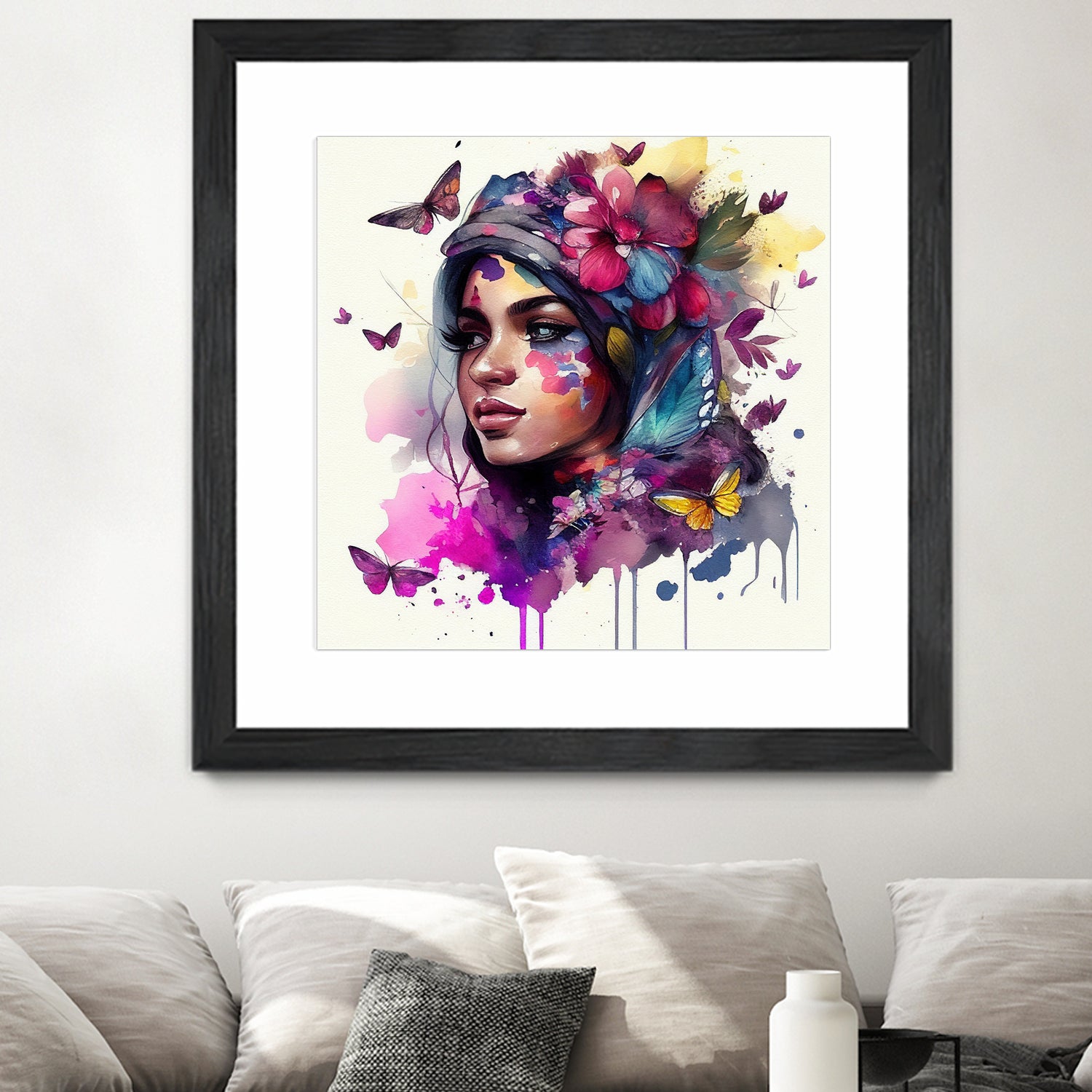 Watercolor Floral Arabian Woman #9 by Isabel Cerdá Muñoz on GIANT ART - pink digital painting