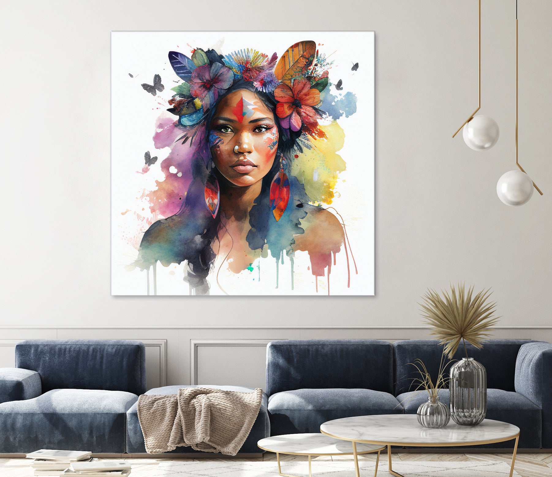 Watercolor Floral Indian Native Woman #1 by Isabel Cerdá Muñoz on GIANT ART - brown digital painting