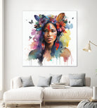 Watercolor Floral Indian Native Woman #1 by Isabel Cerdá Muñoz on GIANT ART - brown digital painting