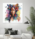 Watercolor Floral Indian Native Woman #1 by Isabel Cerdá Muñoz on GIANT ART - brown digital painting