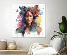 Watercolor Floral Indian Native Woman #1 by Isabel Cerdá Muñoz on GIANT ART - brown digital painting