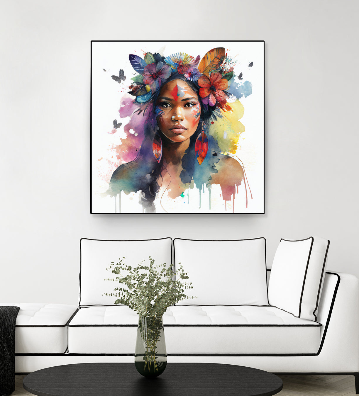 Watercolor Floral Indian Native Woman #1 by Isabel Cerdá Muñoz on GIANT ART - brown digital painting