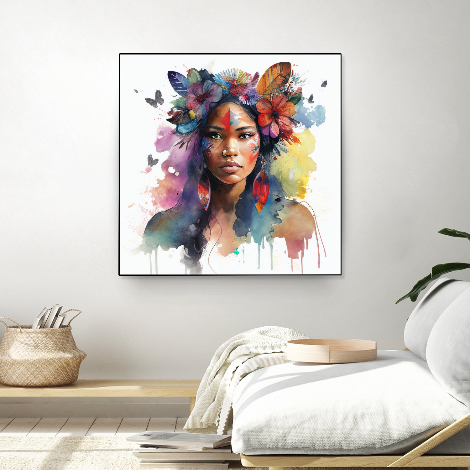 Watercolor Floral Indian Native Woman #1 by Isabel Cerdá Muñoz on GIANT ART - brown digital painting