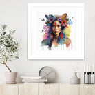 Watercolor Floral Indian Native Woman #1 by Isabel Cerdá Muñoz on GIANT ART - brown digital painting