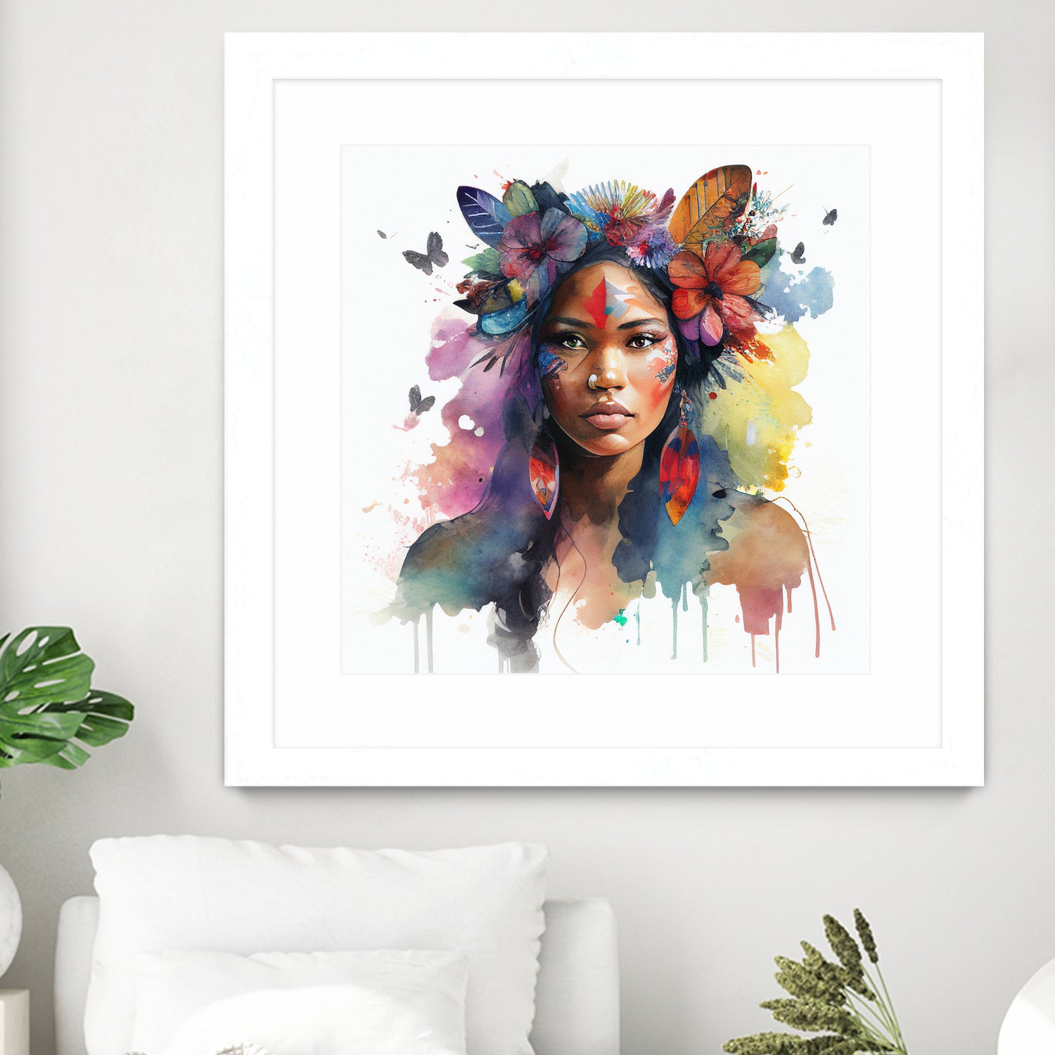 Watercolor Floral Indian Native Woman #1 by Isabel Cerdá Muñoz on GIANT ART - brown digital painting