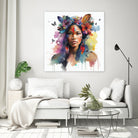 Watercolor Floral Indian Native Woman #1 by Isabel Cerdá Muñoz on GIANT ART - brown digital painting