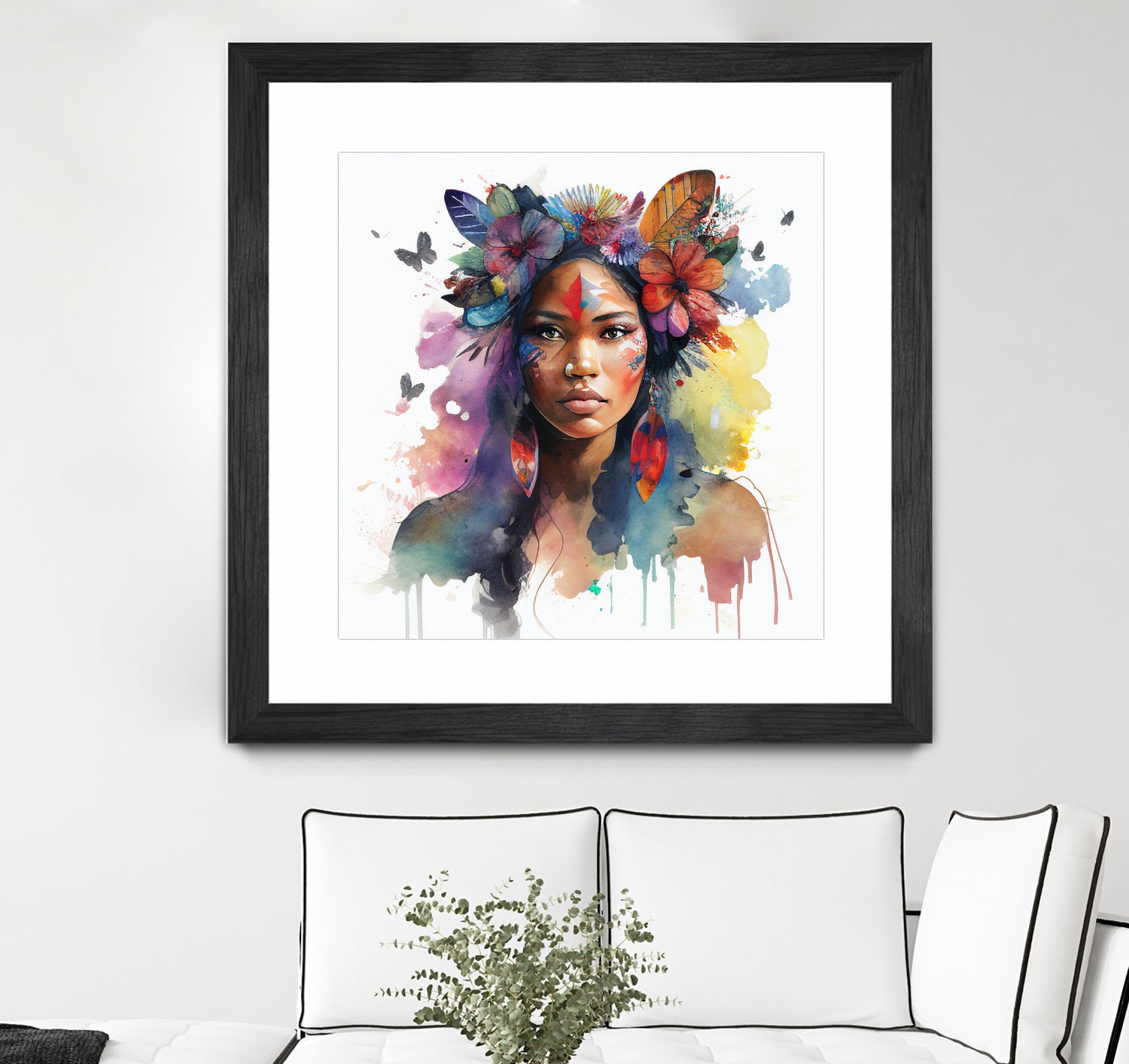 Watercolor Floral Indian Native Woman #1 by Isabel Cerdá Muñoz on GIANT ART - brown digital painting