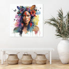 Watercolor Floral Indian Native Woman #1 by Isabel Cerdá Muñoz on GIANT ART - brown digital painting