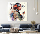 Watercolor Floral Indian Native Woman #3 by Isabel Cerdá Muñoz on GIANT ART - brown digital painting