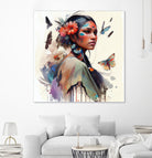 Watercolor Floral Indian Native Woman #3 by Isabel Cerdá Muñoz on GIANT ART - brown digital painting