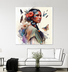 Watercolor Floral Indian Native Woman #3 by Isabel Cerdá Muñoz on GIANT ART - brown digital painting