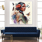 Watercolor Floral Indian Native Woman #3 by Isabel Cerdá Muñoz on GIANT ART - brown digital painting