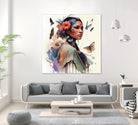 Watercolor Floral Indian Native Woman #3 by Isabel Cerdá Muñoz on GIANT ART - brown digital painting