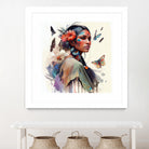 Watercolor Floral Indian Native Woman #3 by Isabel Cerdá Muñoz on GIANT ART - brown digital painting