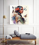 Watercolor Floral Indian Native Woman #3 by Isabel Cerdá Muñoz on GIANT ART - brown digital painting