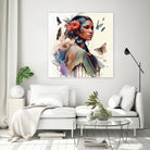 Watercolor Floral Indian Native Woman #3 by Isabel Cerdá Muñoz on GIANT ART - brown digital painting