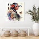 Watercolor Floral Indian Native Woman #3 by Isabel Cerdá Muñoz on GIANT ART - brown digital painting