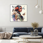 Watercolor Floral Indian Native Woman #3 by Isabel Cerdá Muñoz on GIANT ART - brown digital painting