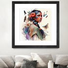 Watercolor Floral Indian Native Woman #3 by Isabel Cerdá Muñoz on GIANT ART - brown digital painting