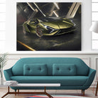 Lamborghini v2 in watercolor-sports car by miguel angel romero franco on GIANT ART - white digital drawing