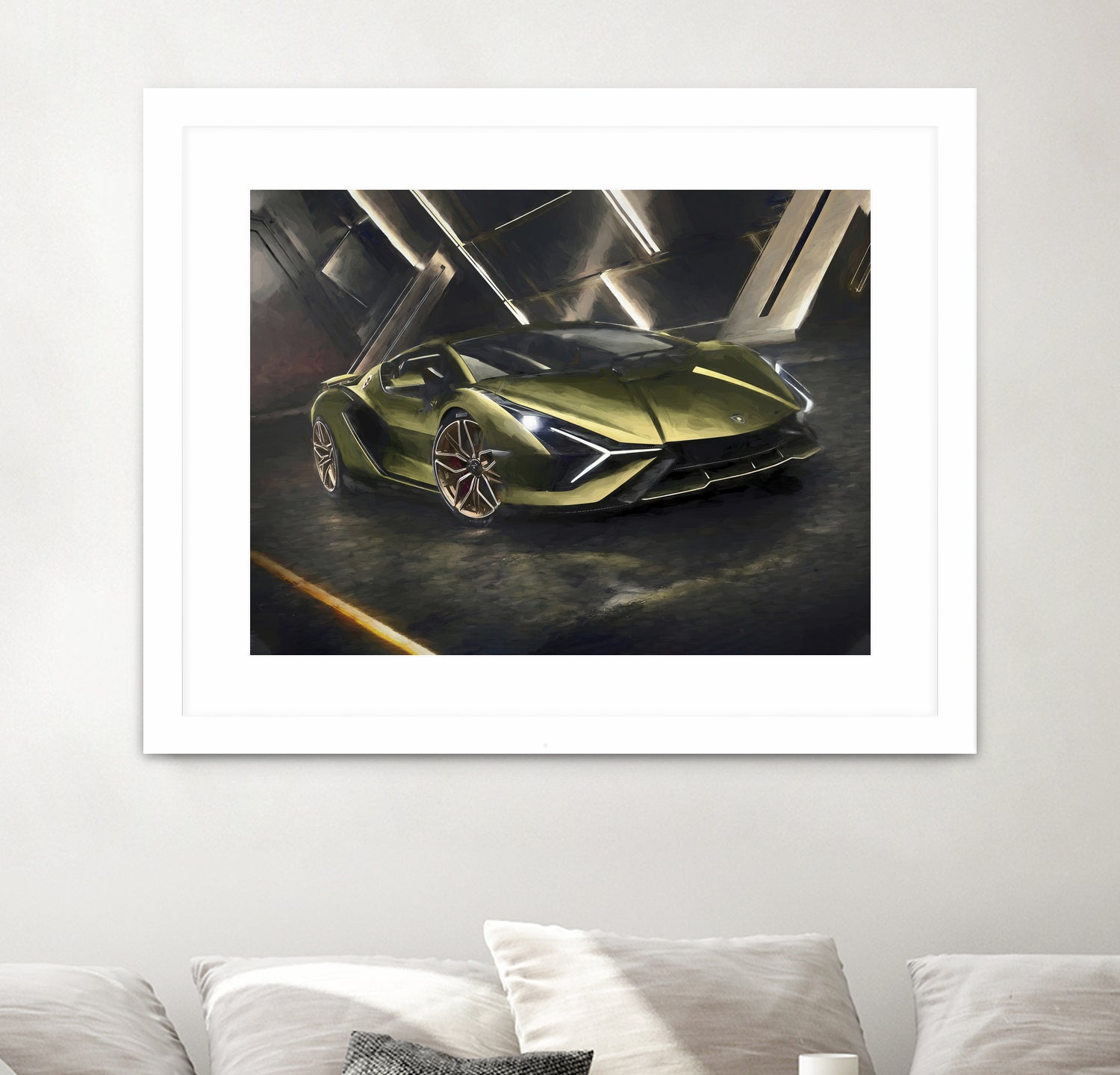 Lamborghini v2 in watercolor-sports car by miguel angel romero franco on GIANT ART - white digital drawing