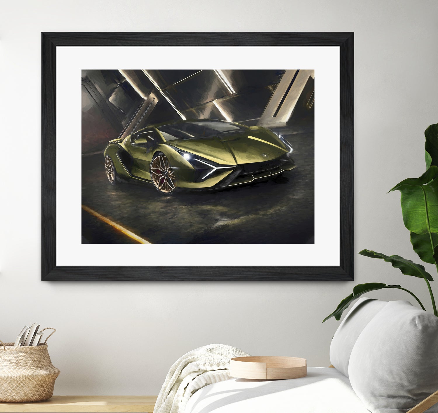 Lamborghini v2 in watercolor-sports car by miguel angel romero franco on GIANT ART - white digital drawing