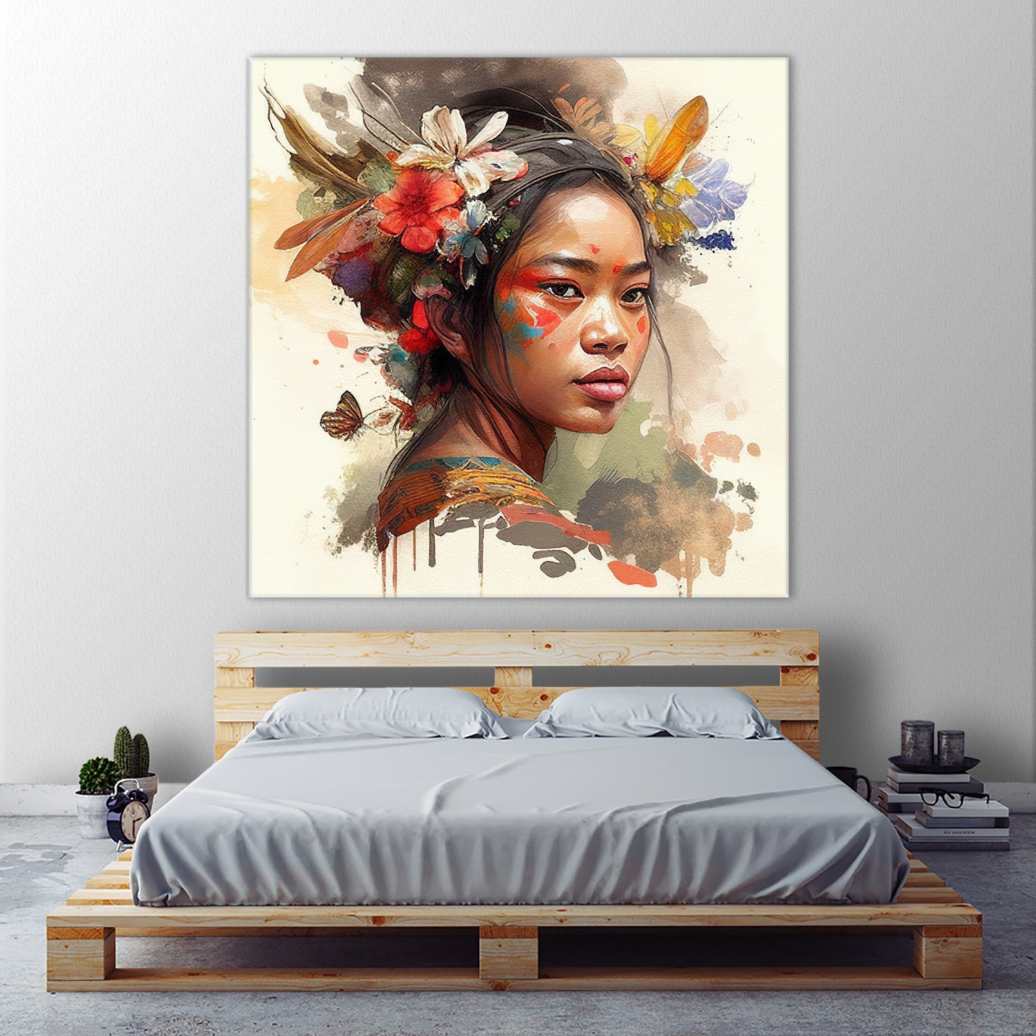 Watercolor Floral Indonesian Native Woman #3 by Isabel Cerdá Muñoz on GIANT ART - brown digital painting