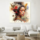 Watercolor Floral Indonesian Native Woman #3 by Isabel Cerdá Muñoz on GIANT ART - brown digital painting