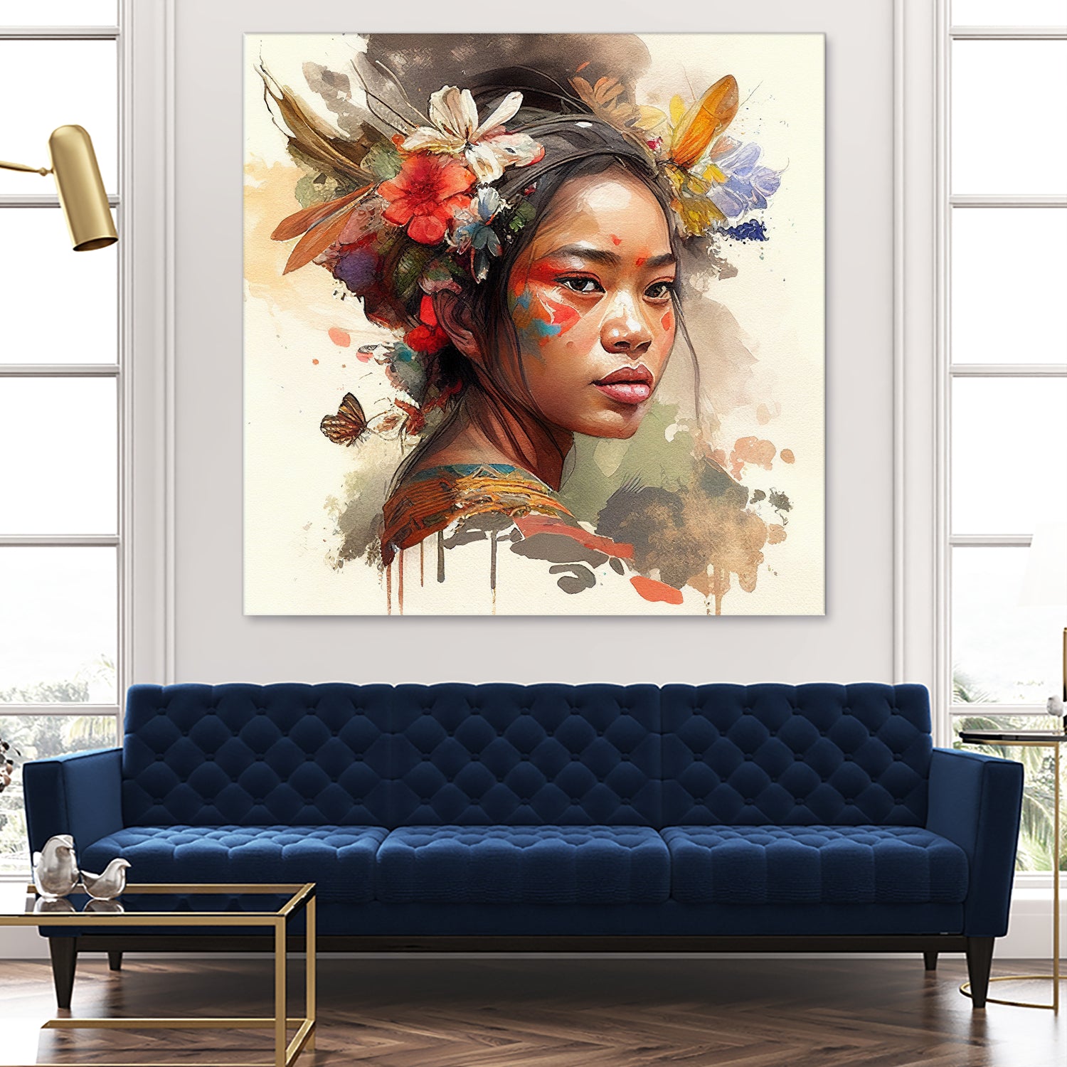 Watercolor Floral Indonesian Native Woman #3 by Isabel Cerdá Muñoz on GIANT ART - brown digital painting