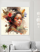 Watercolor Floral Indonesian Native Woman #3 by Isabel Cerdá Muñoz on GIANT ART - brown digital painting