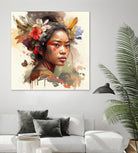 Watercolor Floral Indonesian Native Woman #3 by Isabel Cerdá Muñoz on GIANT ART - brown digital painting