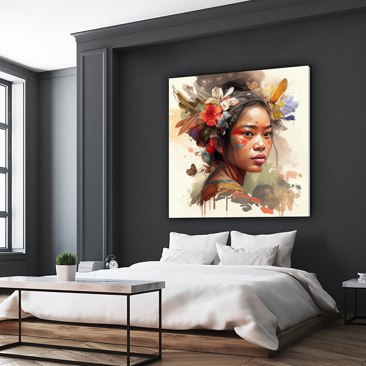 Watercolor Floral Indonesian Native Woman #3 by Isabel Cerdá Muñoz on GIANT ART - brown digital painting