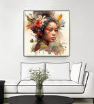 Watercolor Floral Indonesian Native Woman #3 by Isabel Cerdá Muñoz on GIANT ART - brown digital painting