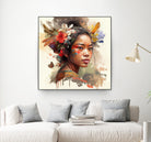 Watercolor Floral Indonesian Native Woman #3 by Isabel Cerdá Muñoz on GIANT ART - brown digital painting