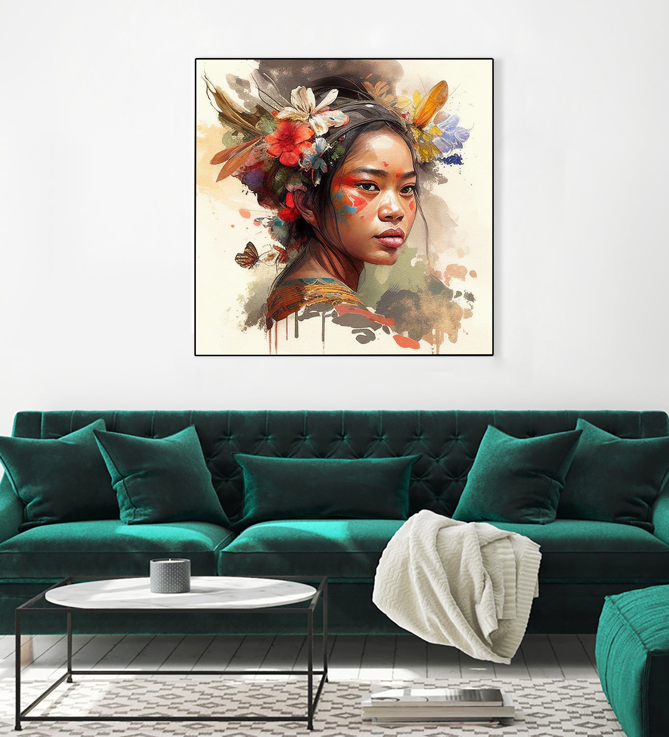 Watercolor Floral Indonesian Native Woman #3 by Isabel Cerdá Muñoz on GIANT ART - brown digital painting