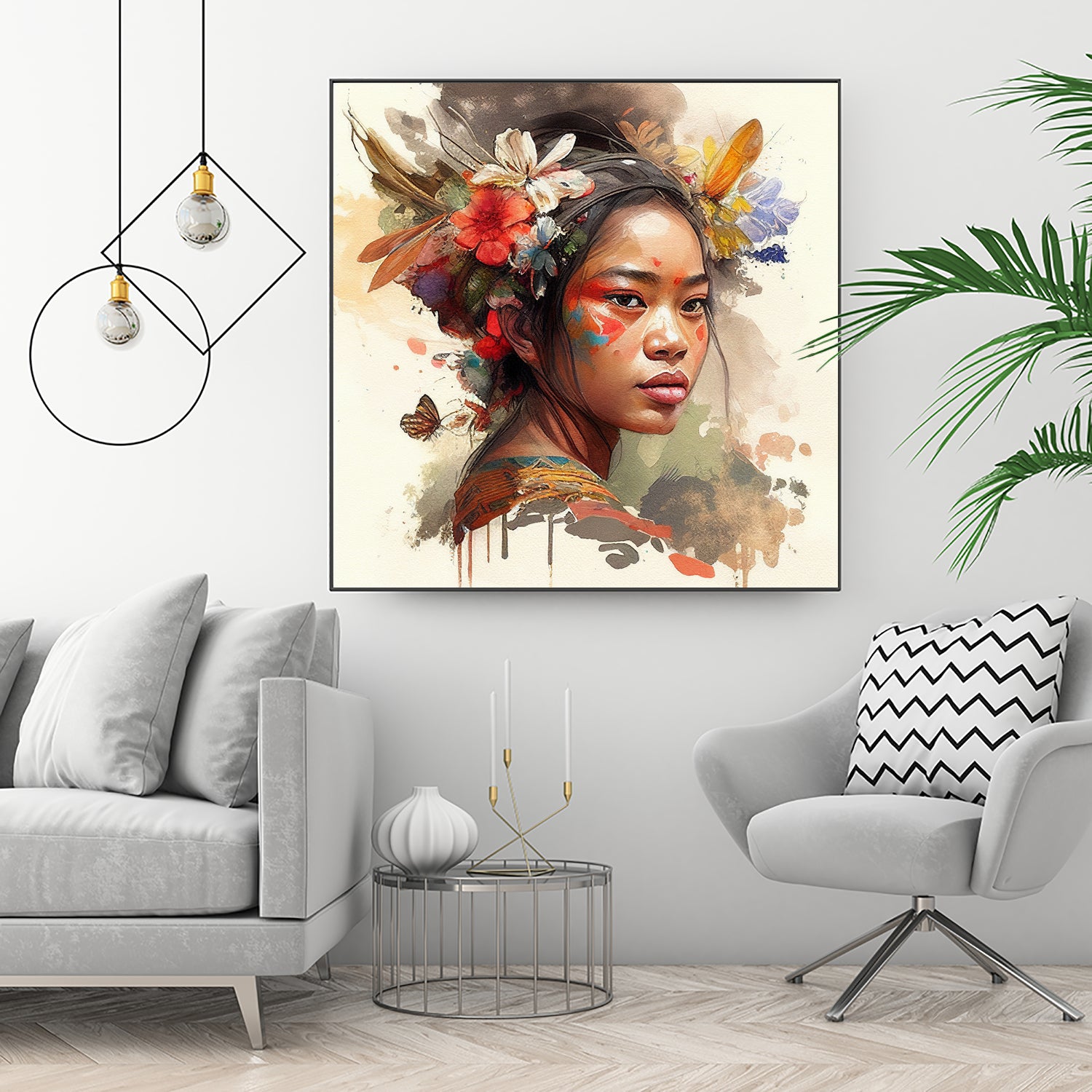 Watercolor Floral Indonesian Native Woman #3 by Isabel Cerdá Muñoz on GIANT ART - brown digital painting