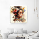 Watercolor Floral Indonesian Native Woman #3 by Isabel Cerdá Muñoz on GIANT ART - brown digital painting