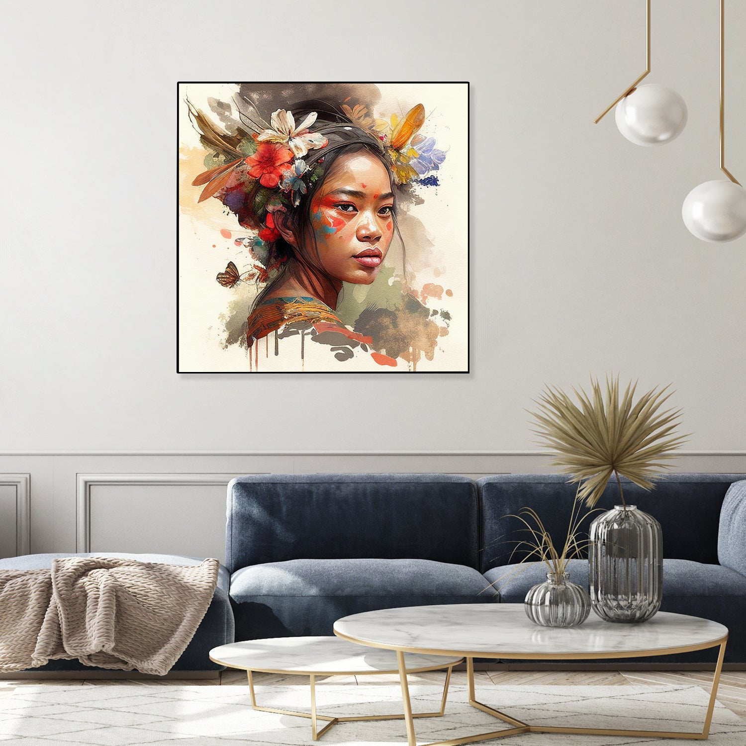 Watercolor Floral Indonesian Native Woman #3 by Isabel Cerdá Muñoz on GIANT ART - brown digital painting